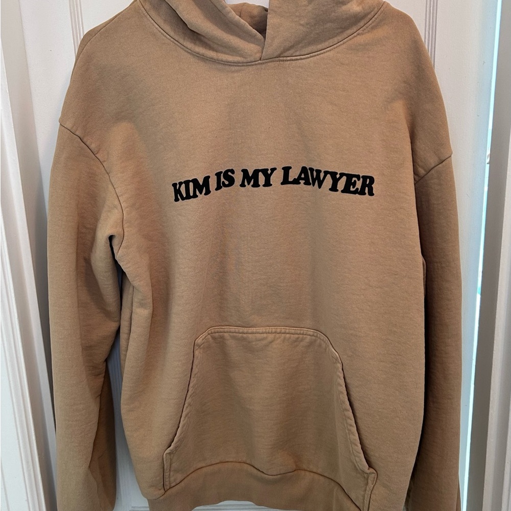 Talentless KIM IS MY LAWYER Heavy Pullover Brown Hoodie Cotton Sweatshirt Mens L